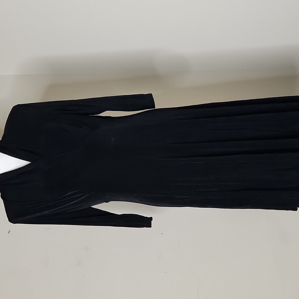 Vintage Y2K black Faux wrap Liquid Knit packable travel Office Evening dress